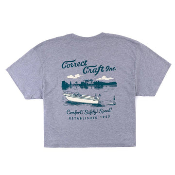 Nautique Women's Correct Craft Inc Crop Tee - Heather Grey